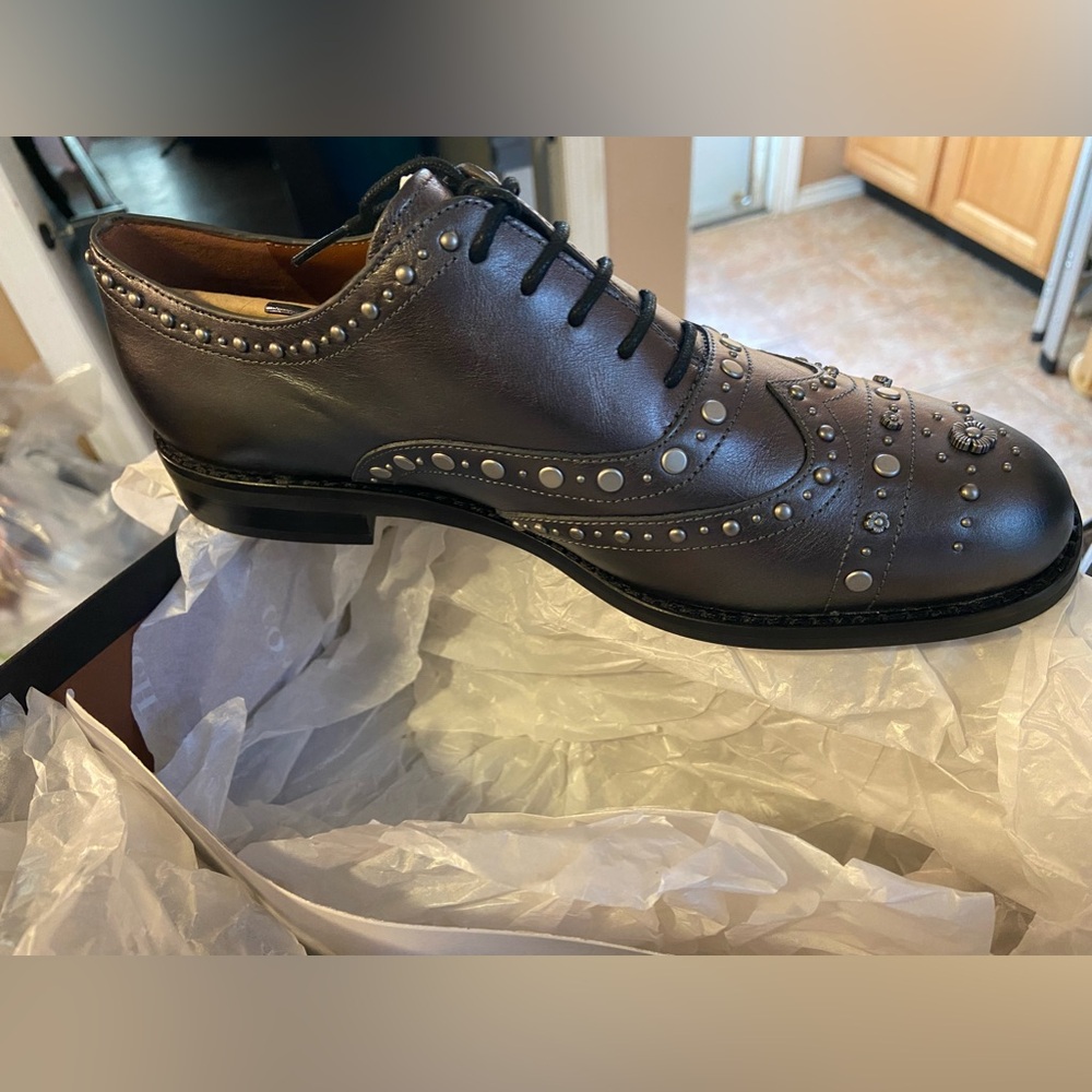 Women Coach Tegan Oxfords with studs color gunmetal